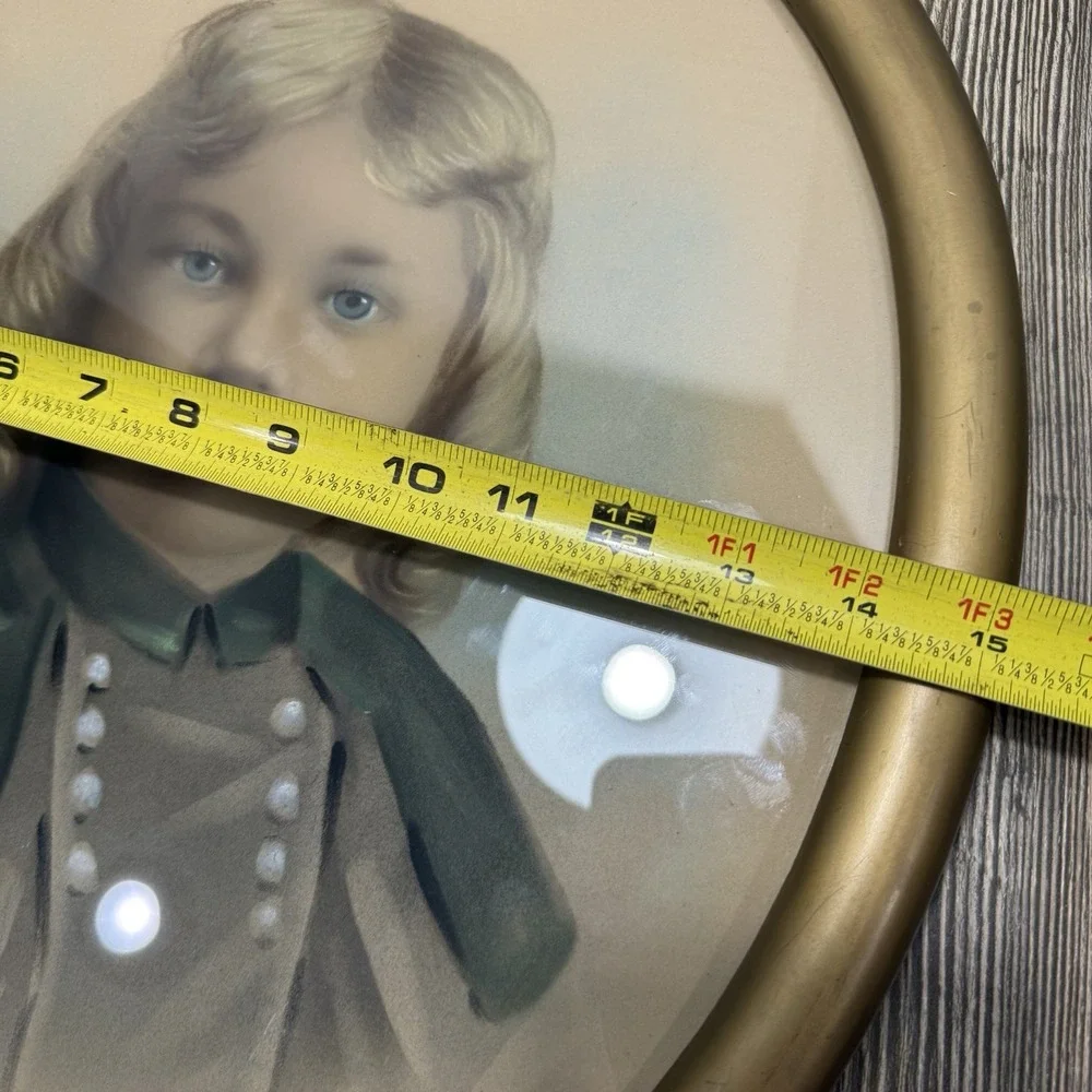 VTG Oval Pastel Portrait Of Little Girl‎ Gold Frame 18x15